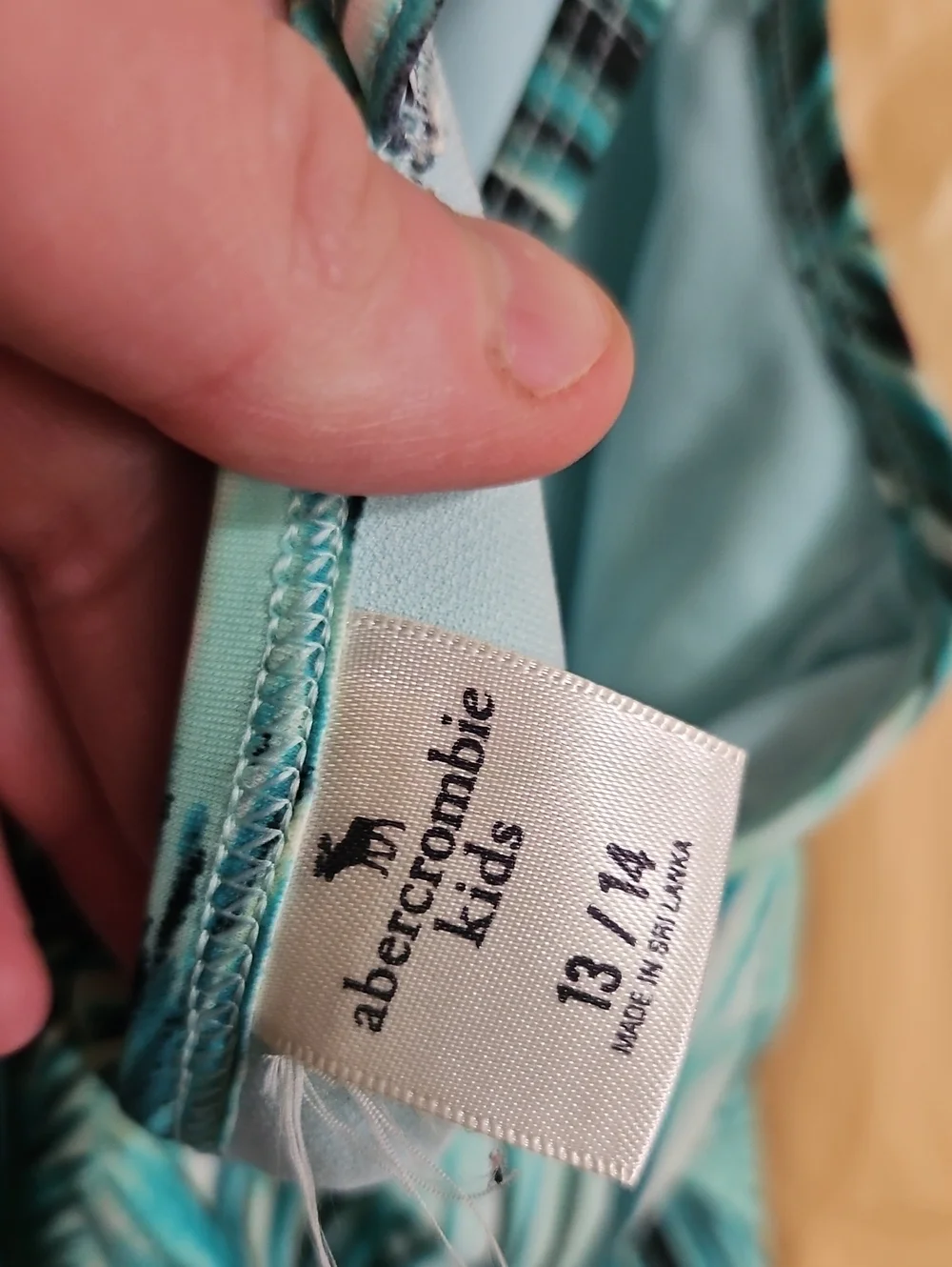 ABERCROMBIE KIDS GIRLS TANKINI SWIM TOP: BLUE/GREEN: GOOD CONDITION: SIZE 13/14